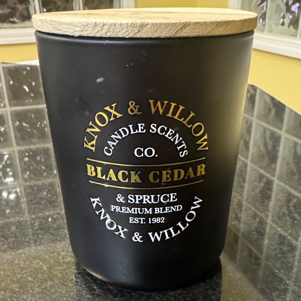 Knox and Willow Black Cedar and Spruce Candle. 15 oz. 5.5 “by 3”. New.